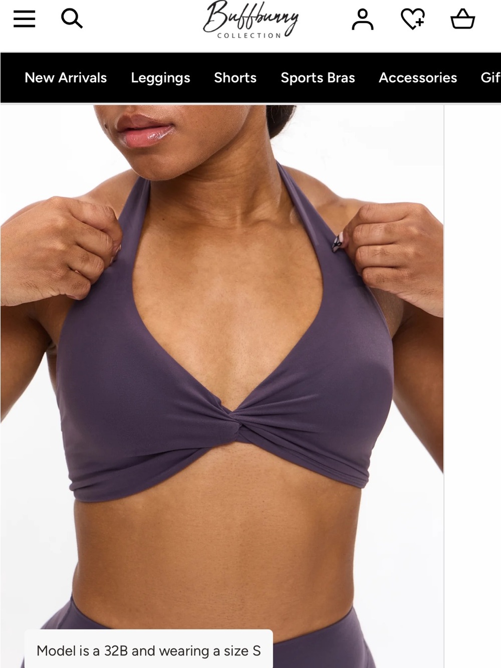 BuffBunny Twist Halter Sports Bra in Black